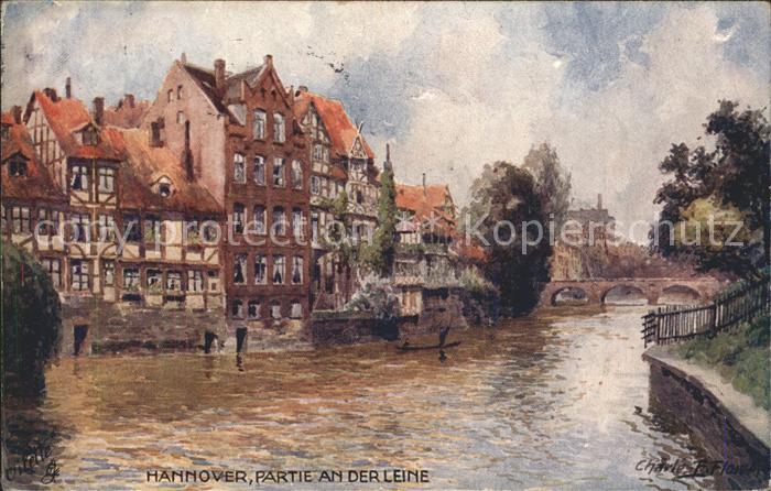 Verlag Tucks Oilette Nr. 695 Hannover Partie an der Leine Charles E. Flower