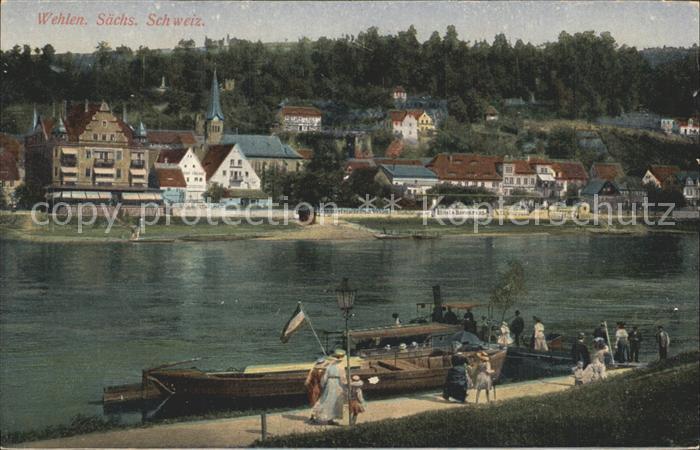 Wehlen Sachsen Elbe Dampfer Uferpromenade