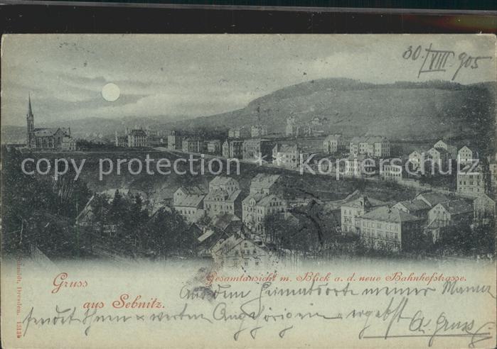 Sebnitz Blick auf die neue Bahnhofstrasse im Mondschein