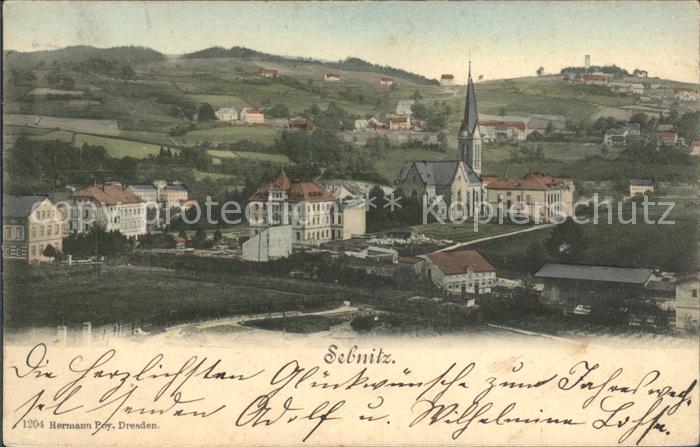 Sebnitz Ortsansicht mit Kirche