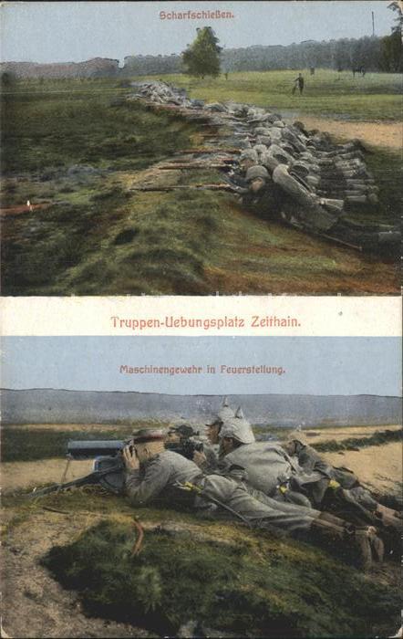 Zeithain Truppen- uebungsplatz Scharfschiessen Maschinengewehr in Feuerstellung