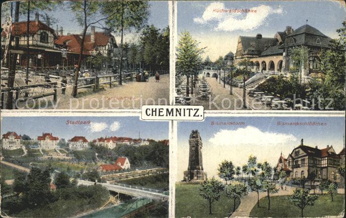 CHEMNITZ Sachsen Bismarck- Turm und Schloesschen Stadtpark Waldschaenke