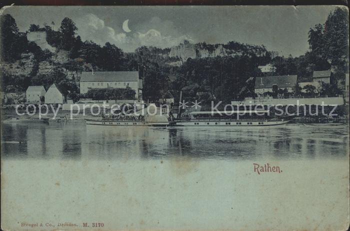 Rathen Saechsische Schweiz Schiff Mondschein