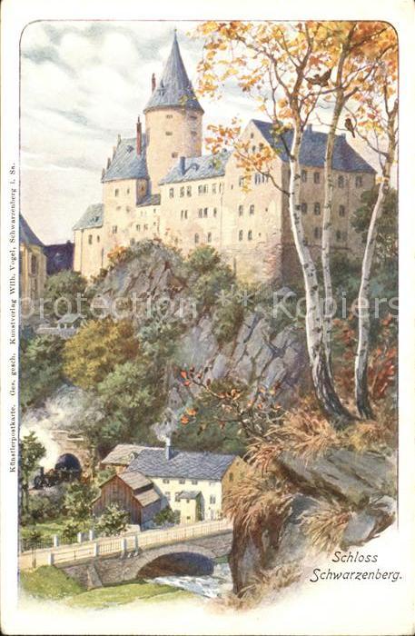 Schwarzenberg Erzgebirge Schloss Kuenstlerkarte