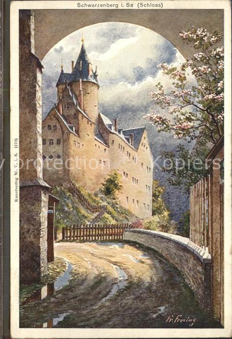 Schwarzenberg Erzgebirge Burg Kuenstlerkarte