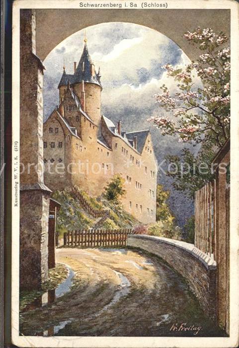 Schwarzenberg Erzgebirge Burg Kuenstlerkarte