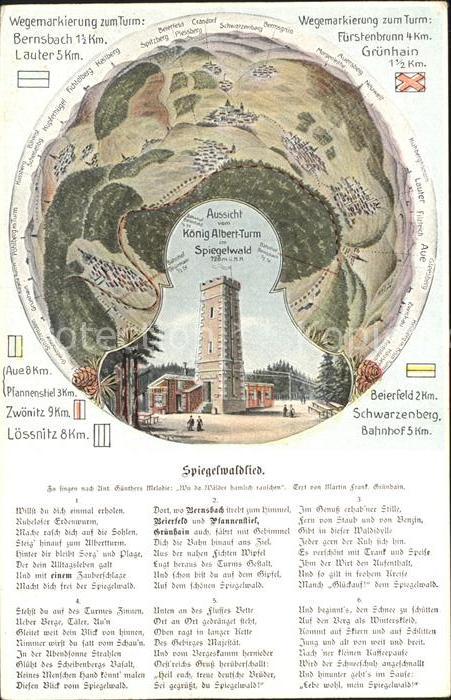 Gruenhain-Beierfeld Koenig Albert Turm Spiegelwald Spiegelwaldlied