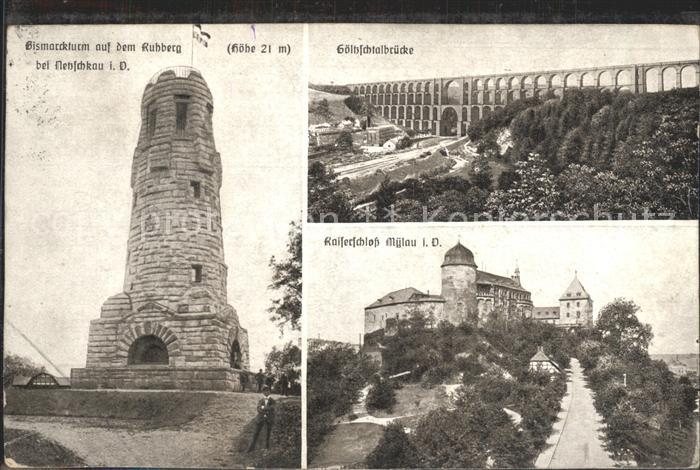 Netzschkau Bismarckturm Kuhberg Goeltzschtalbruecke Kaiserschloss Mylau