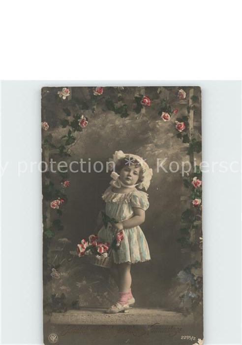 Foto NPG Nr. 2295/2 Glückwunsch Namenstag Kind Rosen