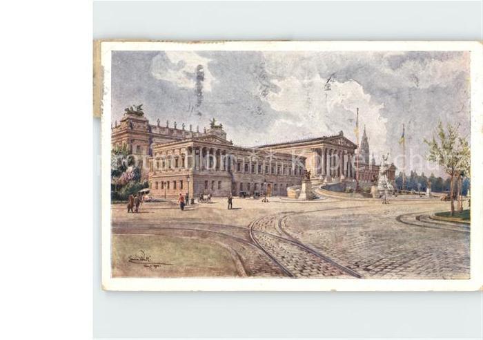 Kuenstlerkarte Erwin Paul Wien Parlament