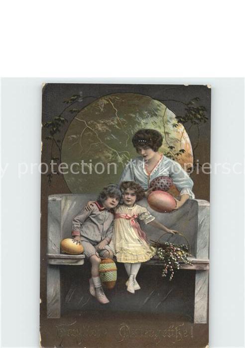 Ostern Easter Paques Kinder Mutter Ostereier Weidenkätzchen