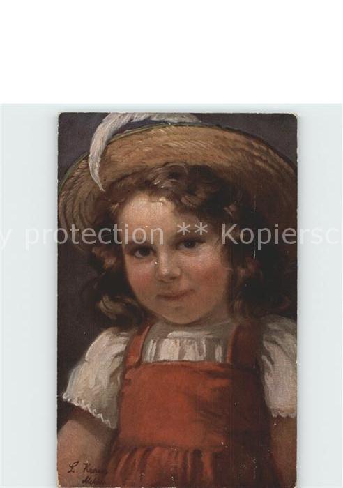 Kuenstlerkarte L. Kraus Kind Hut