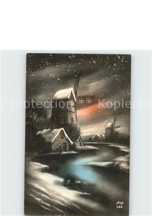 Verlag NOX Nr. 588 Windmuehle Schnee