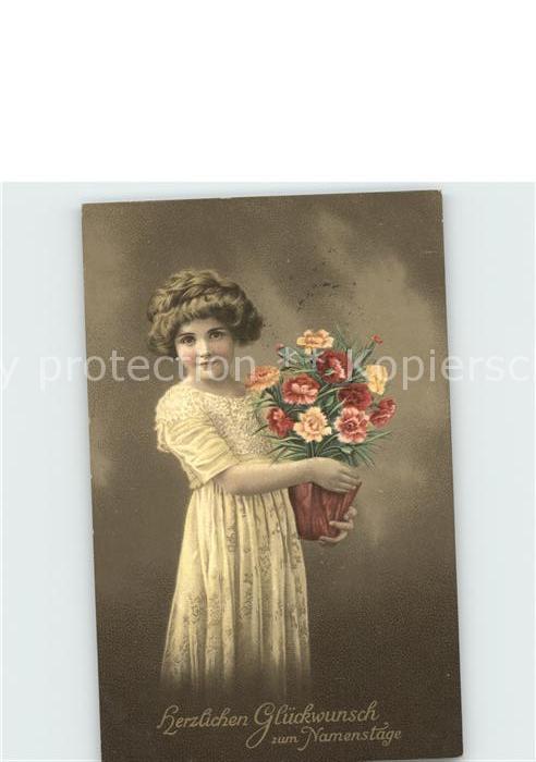 Namenstag Namenskarte Glueckwunsch Kind Nelken Litho