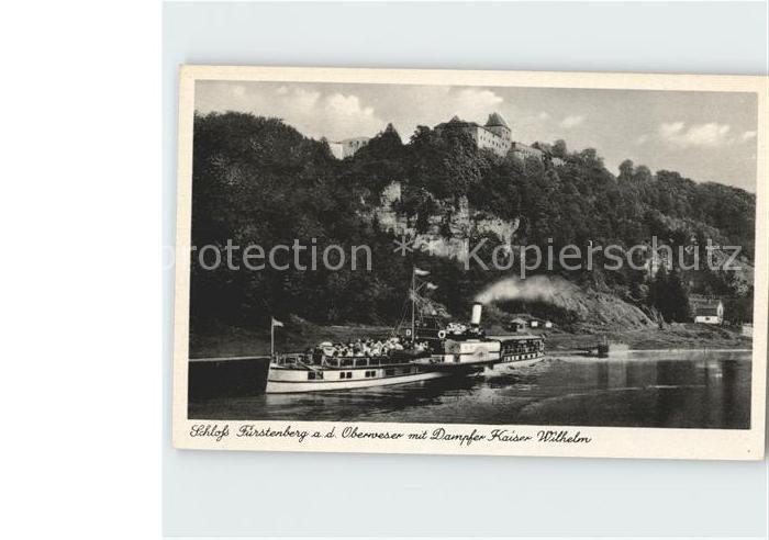 Dampfer Seitenrad Kaiser Wilhelm Schloss Fuerstenberg Oberweser