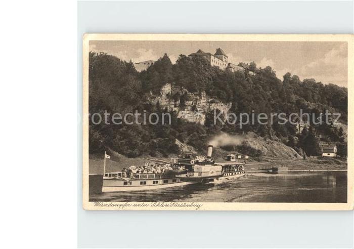 Dampfer Seitenrad Schloss Fuerstenberg Oberweser