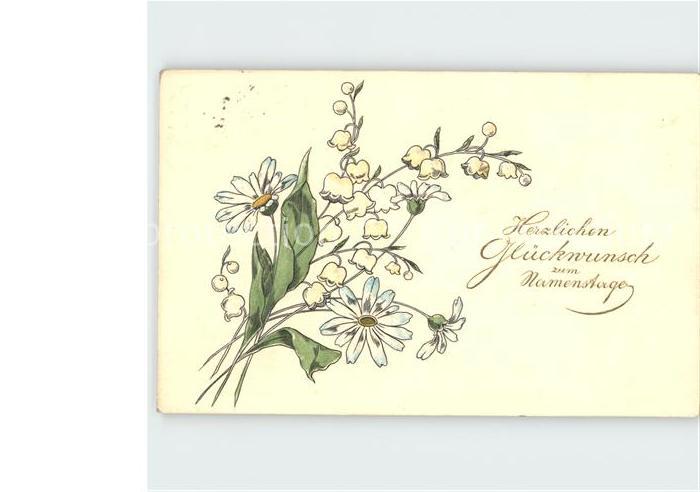 Namenstag Namenskarte Maiglöckchen Margeriten
