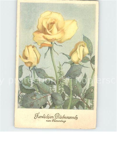 Namenstag Namenskarte Gelbe Rosen