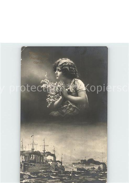 Marine WK1 Glückwunsch Neujahr Kind Gebet Foto-EAS