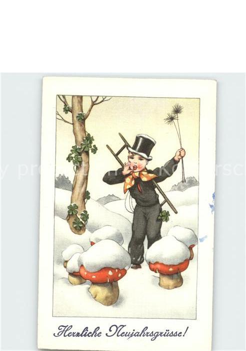 Schornsteinfeger Pilze Kleeblatt Neujahr