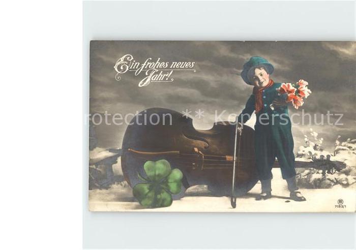 Foto RPH Nr. 7153/1 Neujahr Kind Cello Kleeblatt