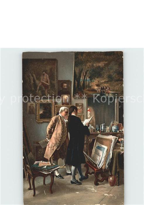 Kuenstlerkarte J. L. Ernest Meissonier Der Sammler