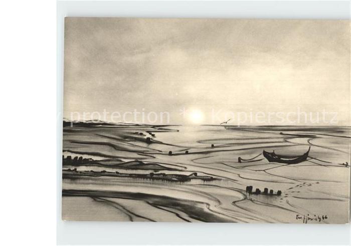 Kuenstlerkarte Christian Hinrich Morgen am Watt