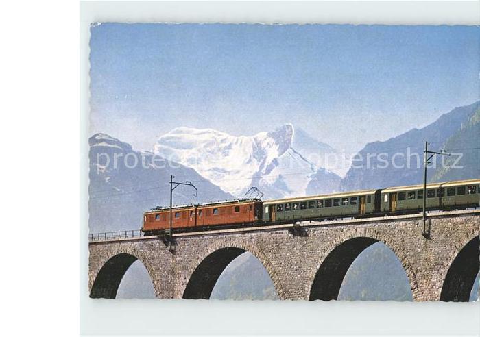 Eisenbahn Bern-Loetschberg-Simplon-Bahn Kanderviadukt Frutigen