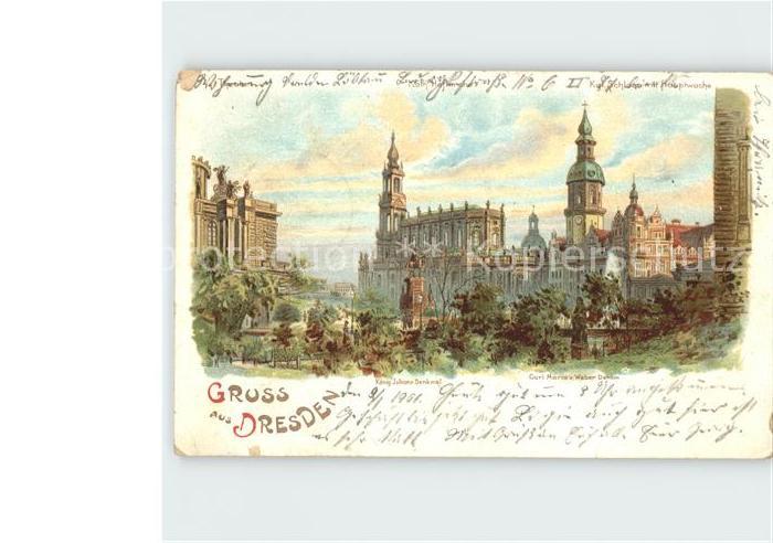 DRESDEN Elbe Koenig Johann Denkmal Carl Maria von Weber Denkmal