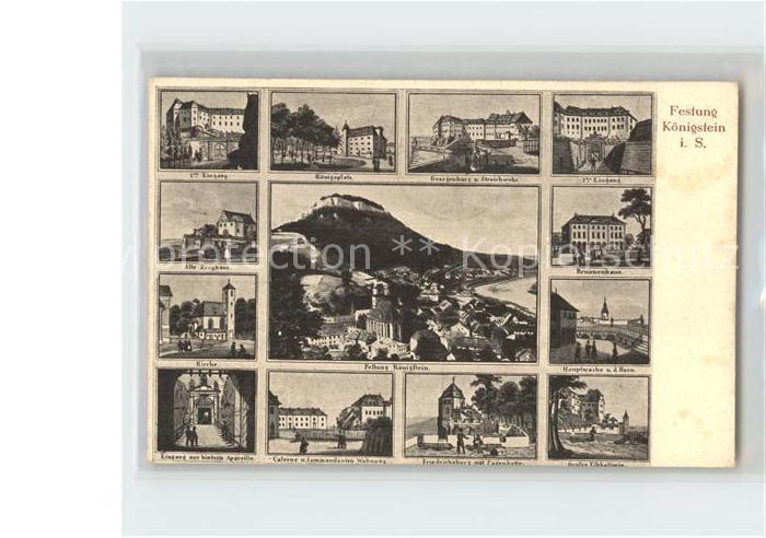 Koenigstein Saechsische Schweiz Festung Koenigstein Eingang Koenigsplatz Georgen