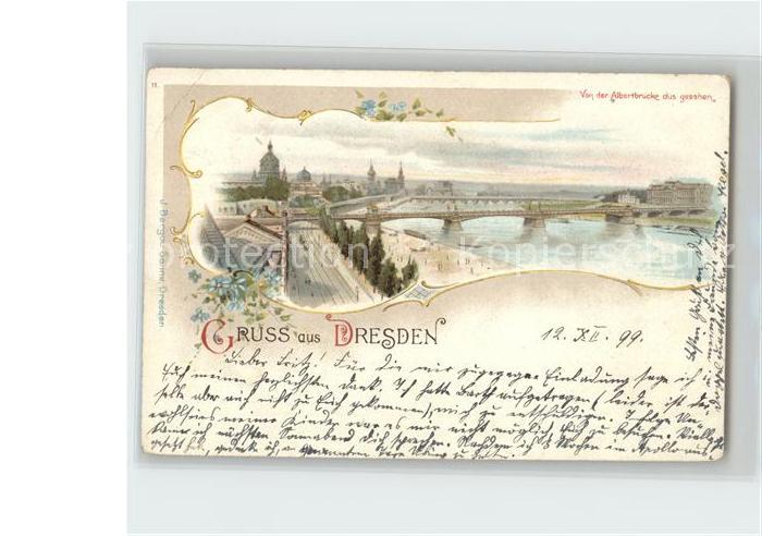 DRESDEN Elbe Von der Albertbruecke aus gesehen