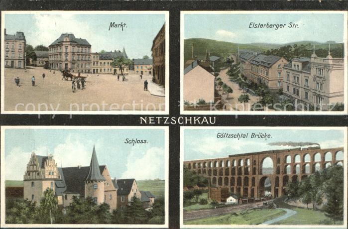 Netzschkau Marktplatz Schloss Bruecke Elsterberger Strasse