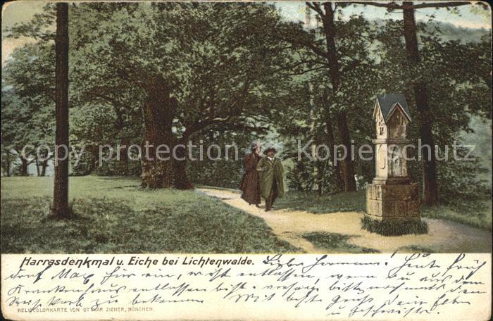 Lichtenwalde Sachsen Harrasdenkmal und Eiche
