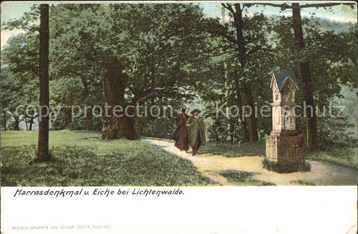 Lichtenwalde Sachsen Harrasdenkmal und Eiche