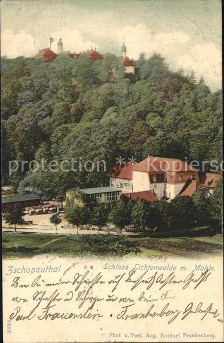 Zschopautal Schloss Lichtenwalde mit Muehle