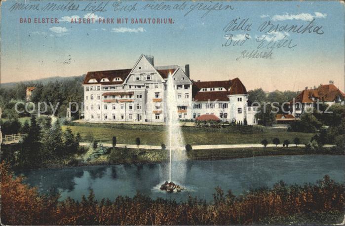 Bad Elster Albert Park mit Sanatorium Fontaene