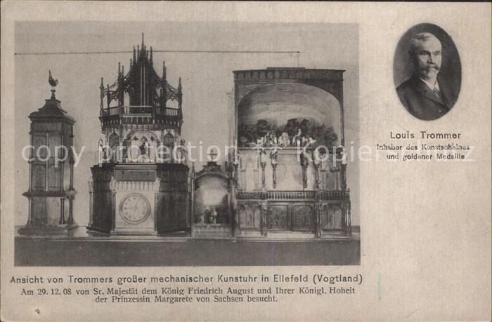 Ellefeld Trommers grosse mechanische Kunstuhr Portrait Louis Trommer