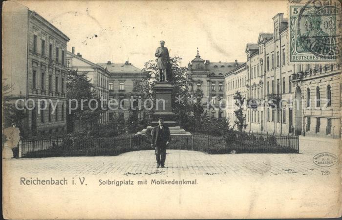 Reichenbach Vogtland Solbrigplatz mit Moltkedenkmal
