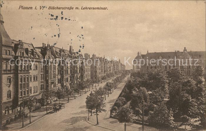 Plauen Vogtland Bluecherstrasse mit Lehrerseminar
