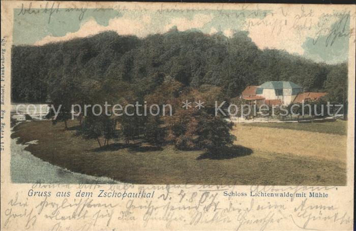 Lichtenwalde Sachsen Schloss Lichtenwalde mit Muehle