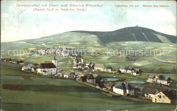 Oberwiesenthal Erzgebirge mit Unter und Boehmisch Wiesenthal Panorama