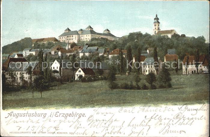 Augustusburg Teilansicht mit Schloss Augustusburg