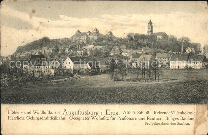 Augustusburg Ortsansicht mit Schloss Augustusburg