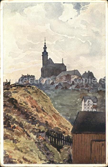 Aue Erzgebirge Kirche Kuenstlerkarte