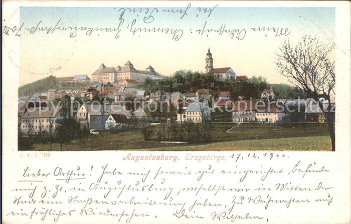 Augustusburg Ortsansicht mit Schloss Augustusburg