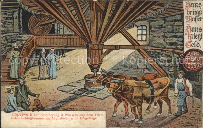 Augustusburg Goepelwerk zur Wasserfoerderung aus dem Schlossbrunnen