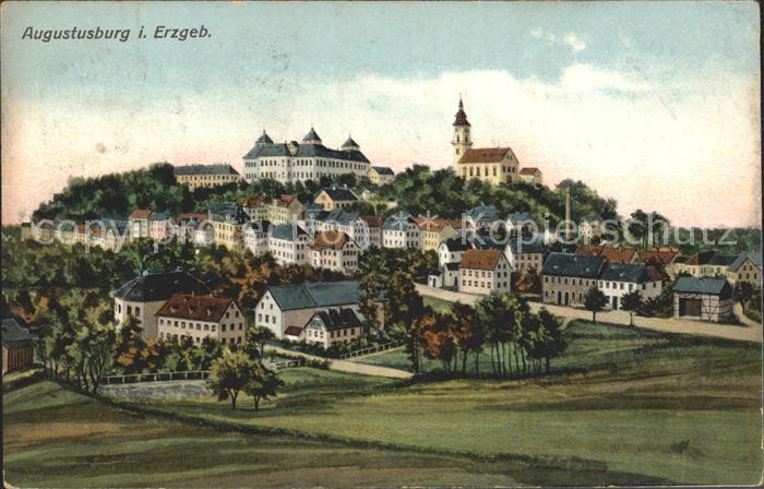 Augustusburg Ortsansicht mit Augustusburg