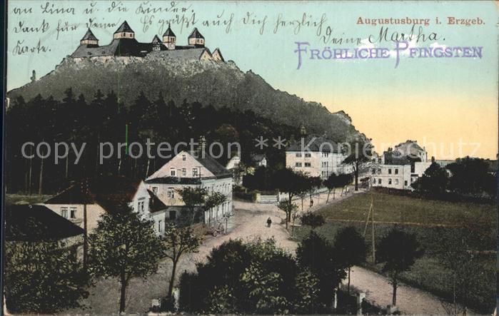 Augustusburg Ortsblick mit Schloss Augustusburg