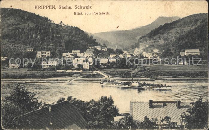 Krippen Bad Schandau Blick von Postelwitz Elbedampfer