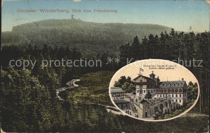 Oberwiesenthal Erzgebirge Blick vom Fremdenweg Hotel auf dem Gr Winterberg
